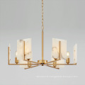 Modern luxury Stone led metal hanging light gold color dining room pendant light